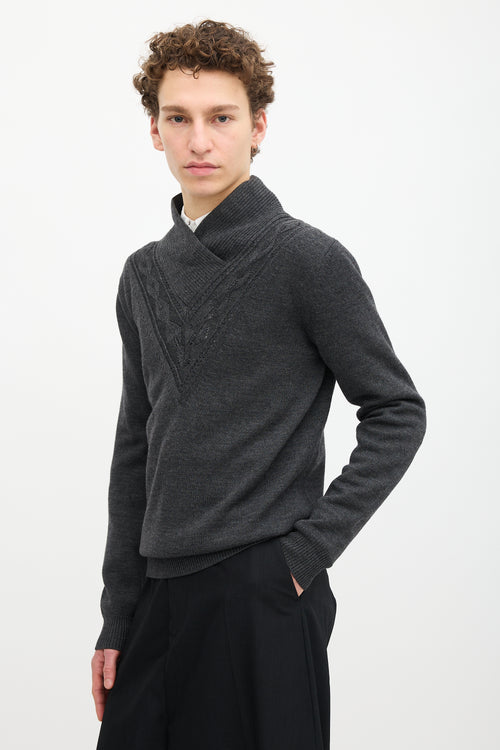 Kris Van Assche Wool Crossover High Neck Sweater