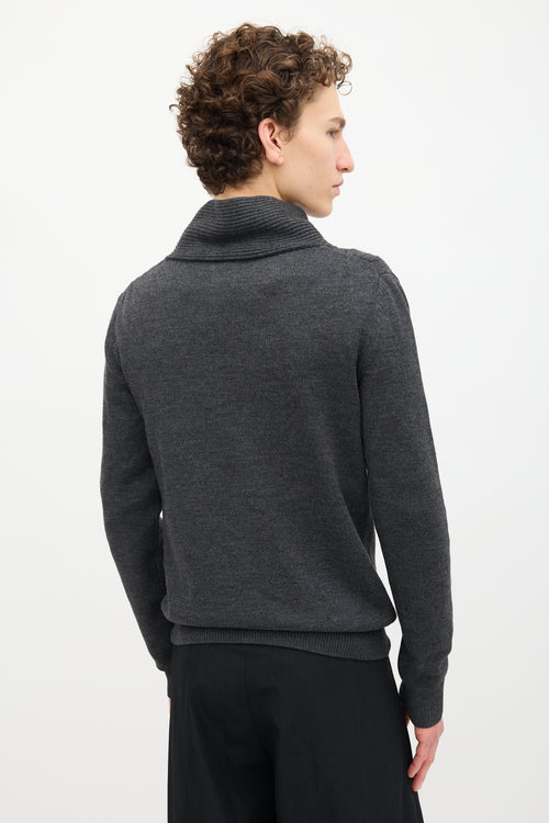 Kris Van Assche Wool Crossover High Neck Sweater