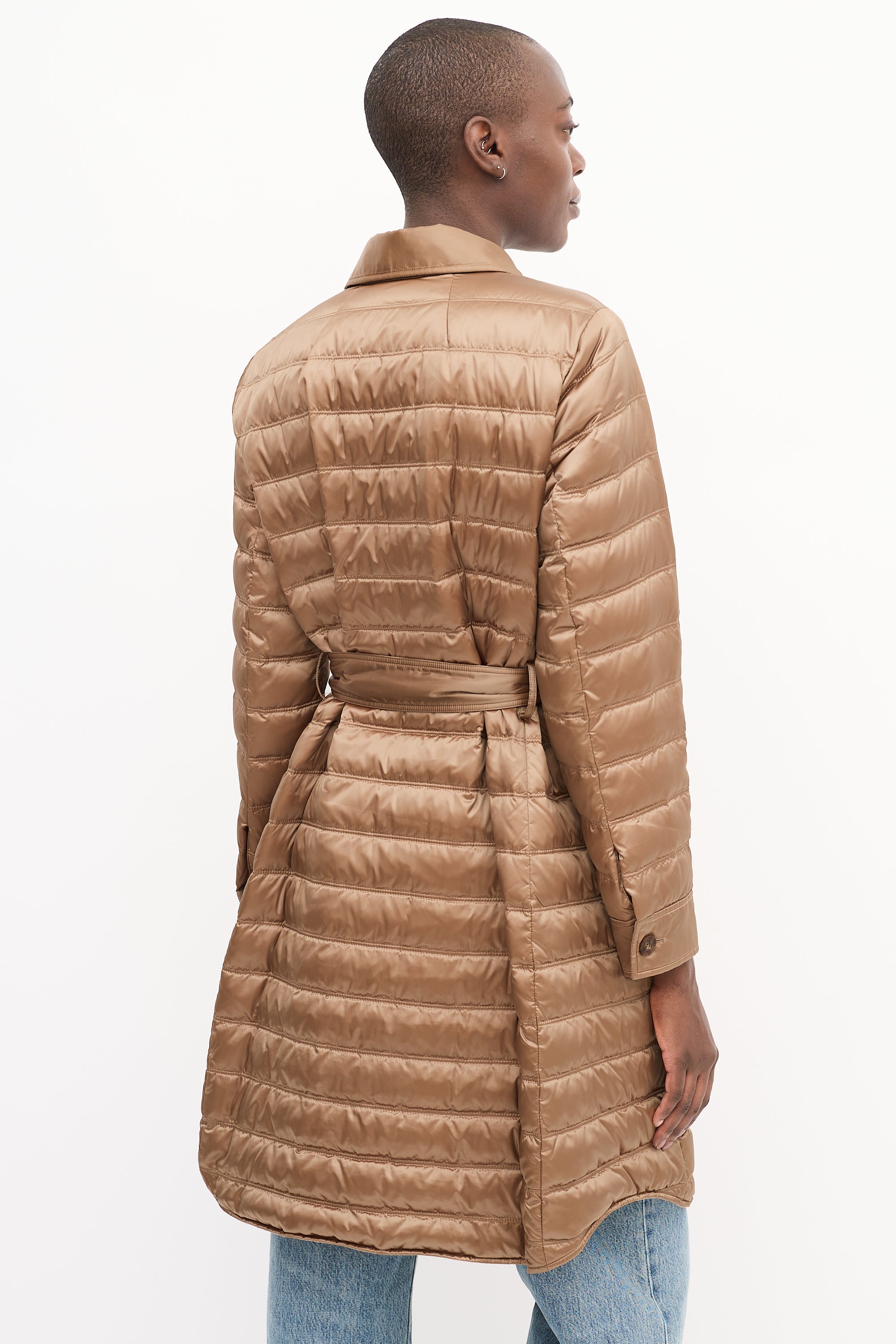 Lafayette 148 Brown Down Puffer Belted Coat