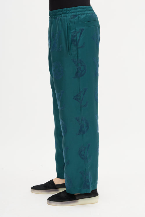 Louis Vuitton Silk Flocked Monogram Trouser