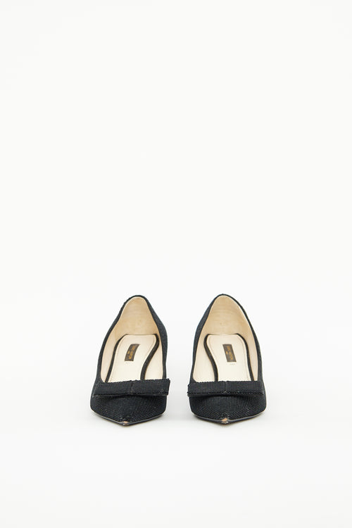 Louis Vuitton Black Sequin Bow Pump