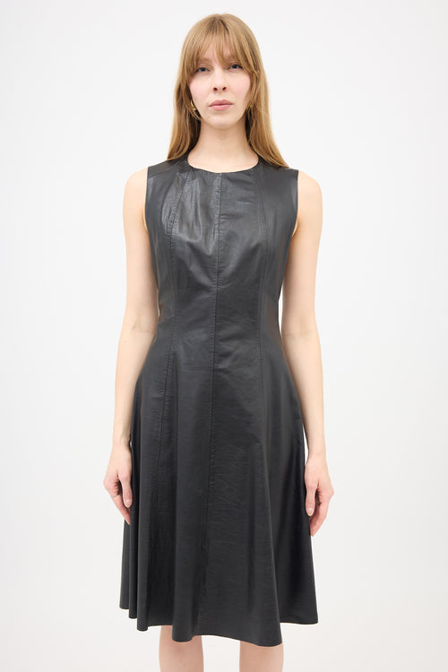 L'Agence Leather Midi Dress
