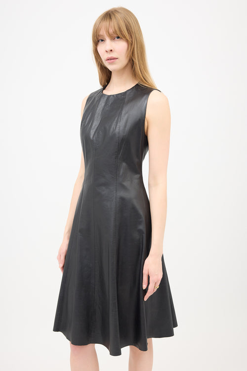 L'Agence Leather Midi Dress