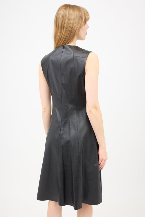 L'Agence Leather Midi Dress