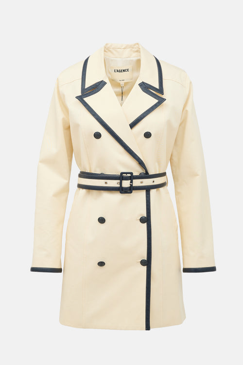 L'Agence Leather Trim Toru Trench Coat