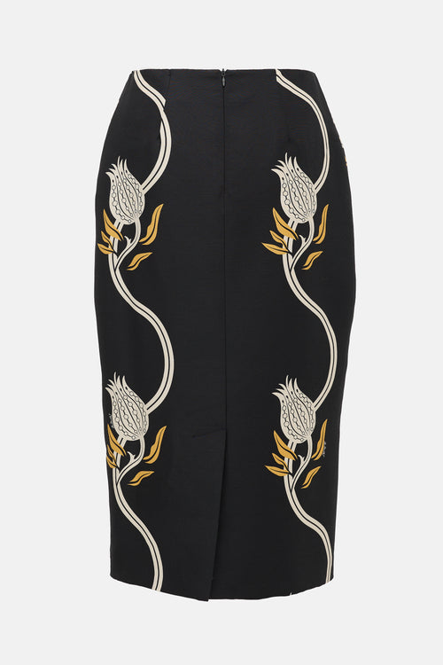 La DoubleJ Wool Floral Cady Skirt