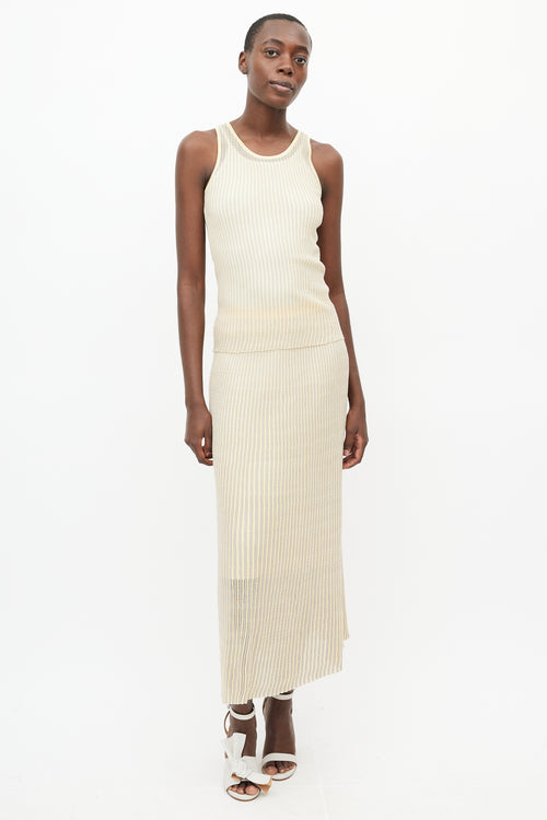 Lafayette 148 Yellow & Grey Knit Skirt Set