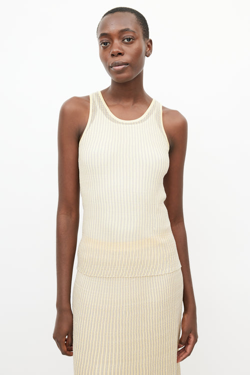 Lafayette 148 Yellow & Grey Knit Skirt Set