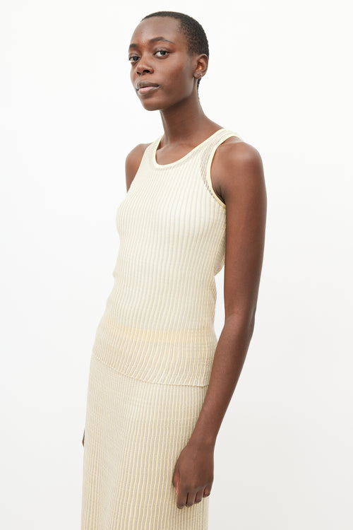 Lafayette 148 Yellow & Grey Knit Skirt Set