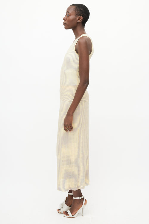 Lafayette 148 Yellow & Grey Knit Skirt Set