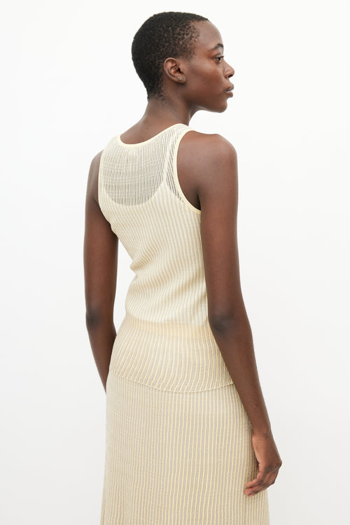 Lafayette 148 Yellow & Grey Knit Skirt Set