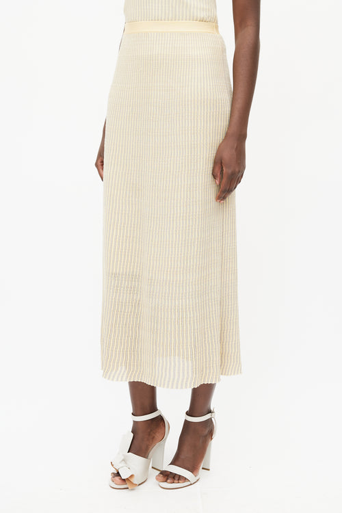 Lafayette 148 Yellow & Grey Knit Skirt Set