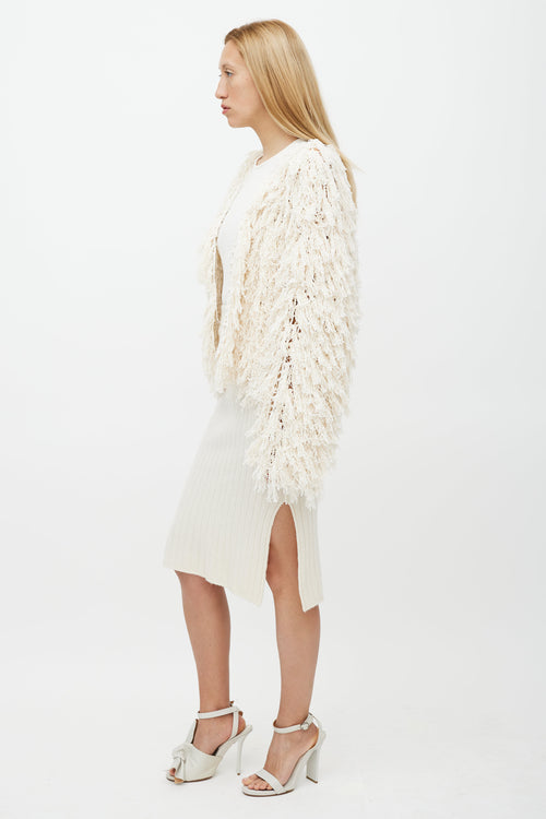 Lafayette Cream Fringe Knit Jacket