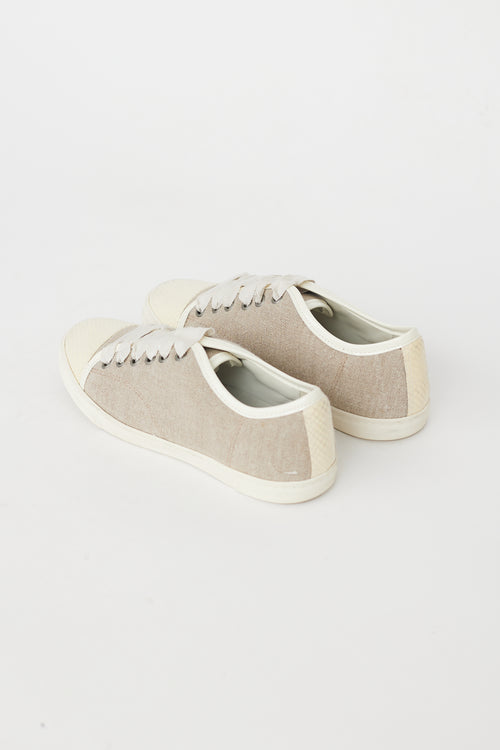 Lanvin Beige & Cream Canvas Sneaker