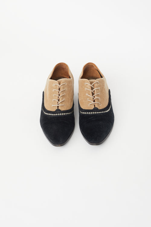 Lanvin Black & Brown Rhinestone Oxford