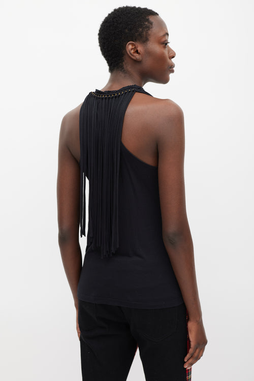 Lanvin Black & Gold Chain Fringed Top