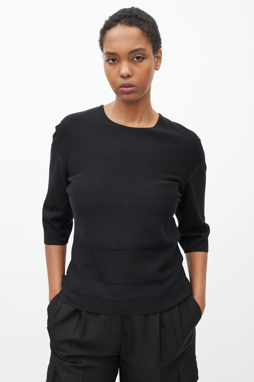 Lanvin Black & Navy Panelled Zip Top