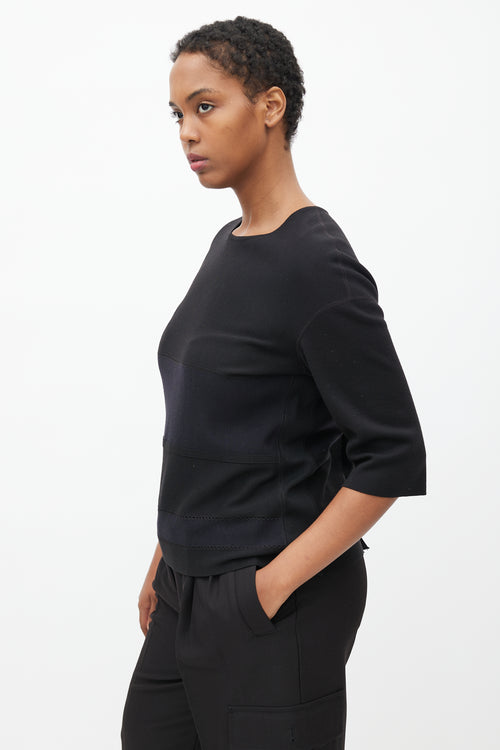 Lanvin Black & Navy Panelled Zip Top