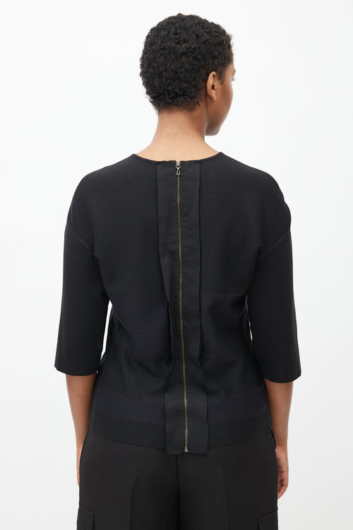 Lanvin Black & Navy Panelled Zip Top