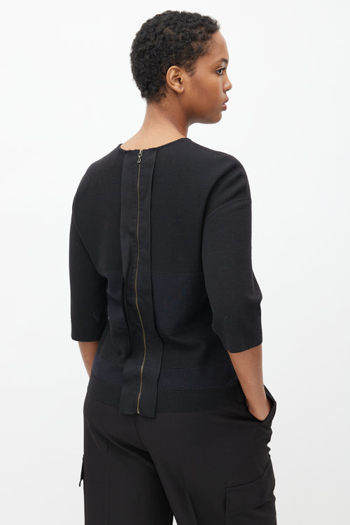 Lanvin Black & Navy Panelled Zip Top