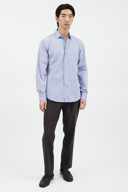 Lanvin Blue & White Button Long Sleeve Shirt