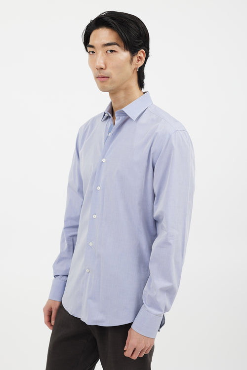 Lanvin Blue & White Button Long Sleeve Shirt