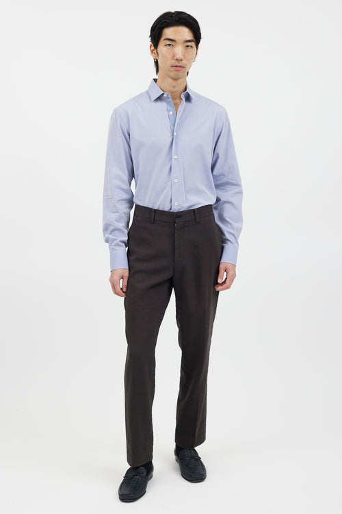 Lanvin Blue & White Button Long Sleeve Shirt