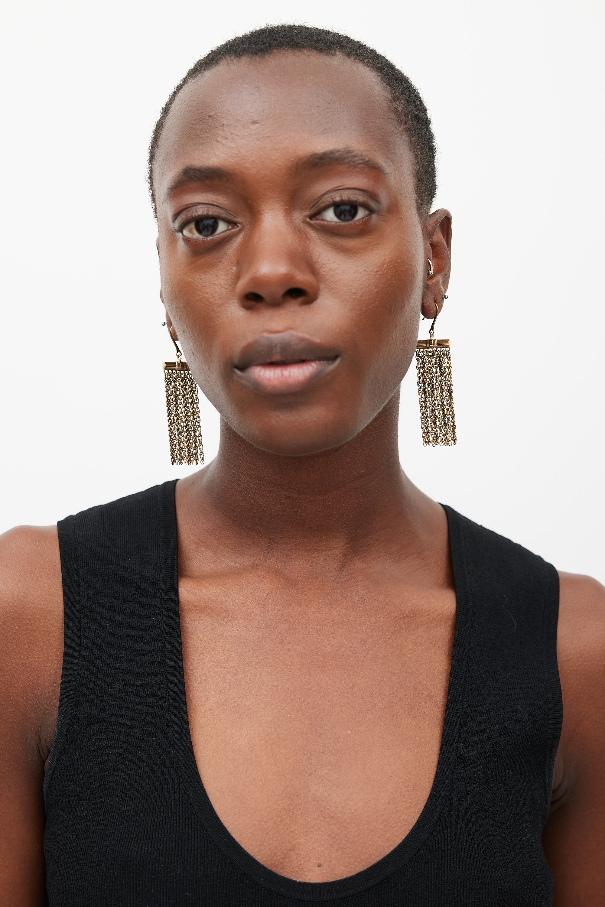 Lanvin Gold Chain Fringe Earrings