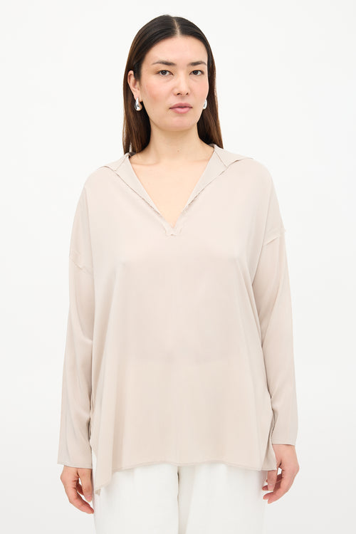 Lanvin Silk Raw Edge Blouse