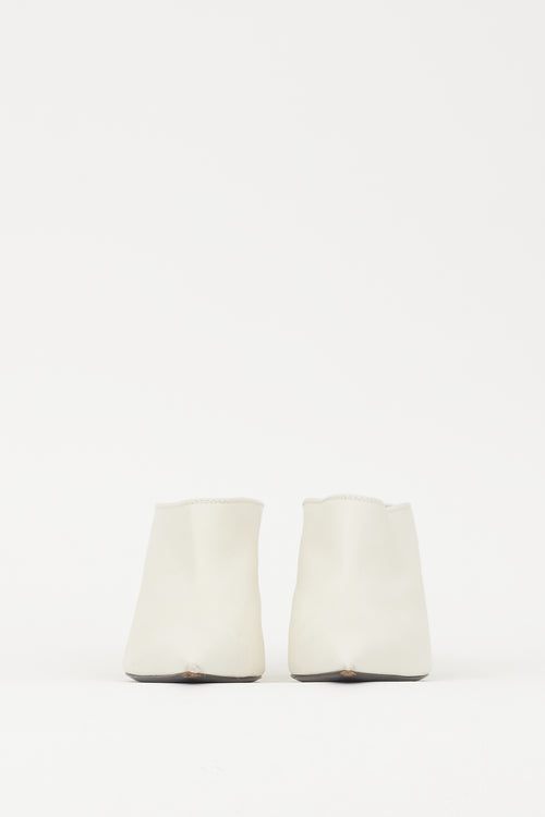 Lanvin White & Gold Leather Pointed Toe Mule