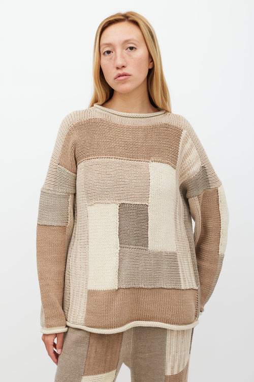 Lauren Manoogian Brown & Cream Patchwork Knit Set
