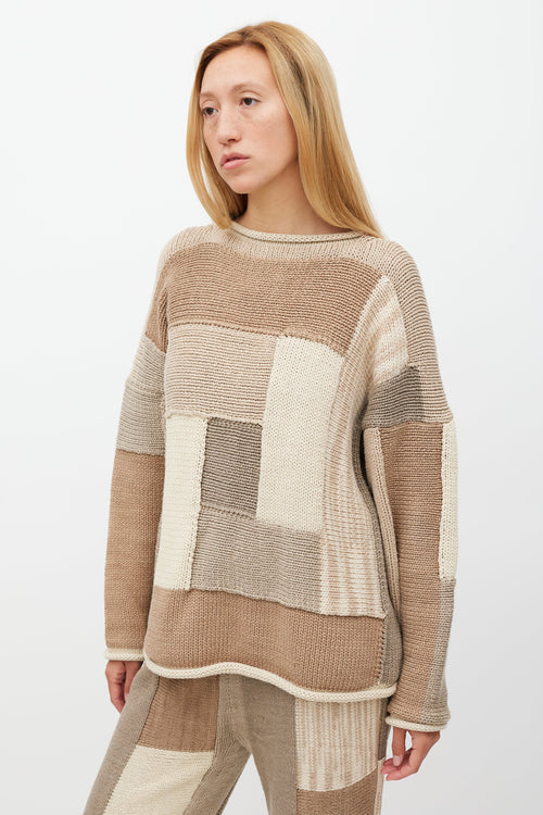 Lauren Manoogian Brown & Cream Patchwork Knit Set