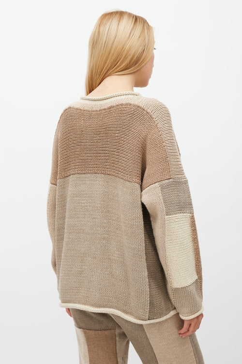 Lauren Manoogian Brown & Cream Patchwork Knit Set