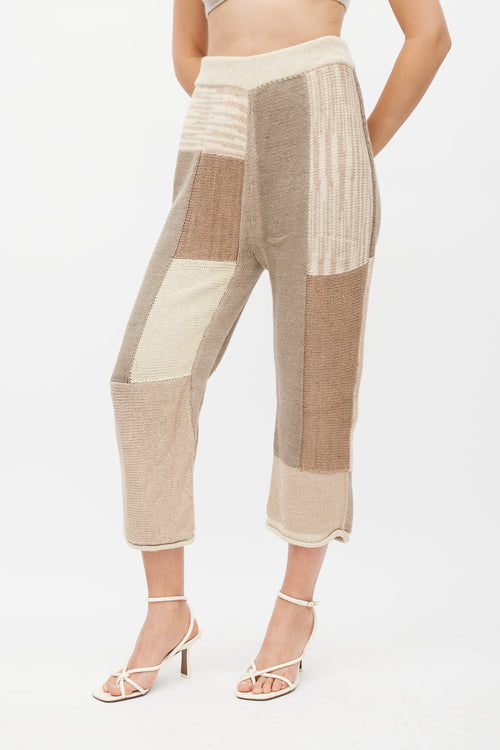 Lauren Manoogian Brown & Cream Patchwork Knit Set