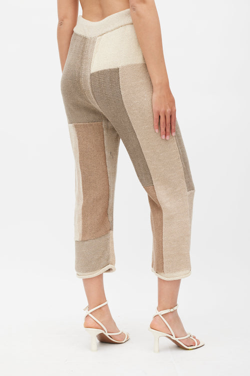 Lauren Manoogian Brown & Cream Patchwork Knit Set