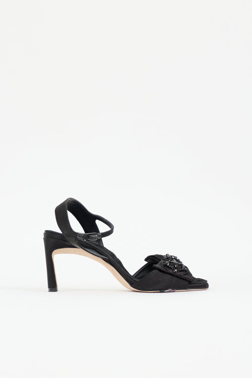 Le Seul Satin & Suede Daffodil Bow Sandal