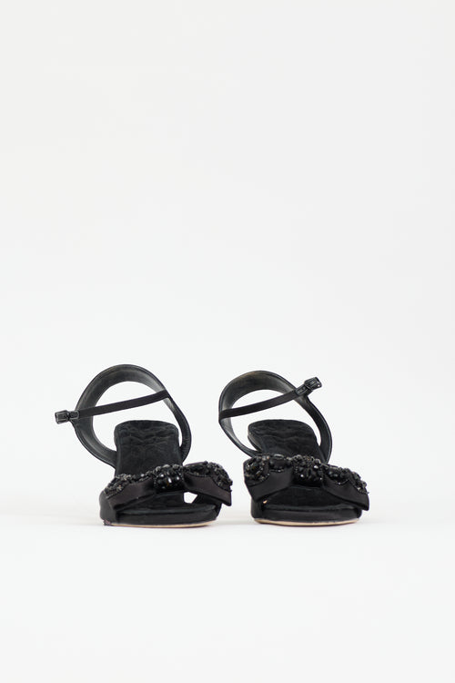 Le Seul Satin & Suede Daffodil Bow Sandal
