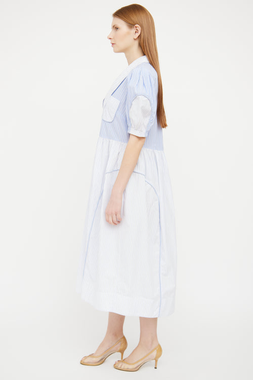Lee Mathews Blue Pinstripe Maxi Dress
