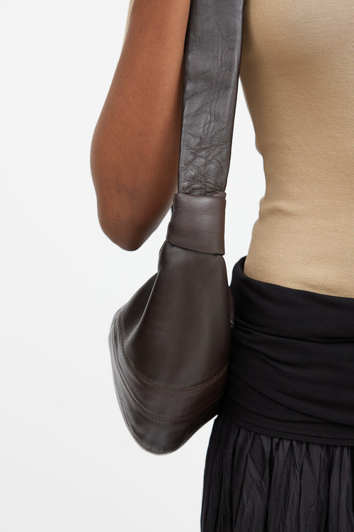 Lemaire Brown Leather Small Croissant Bag
