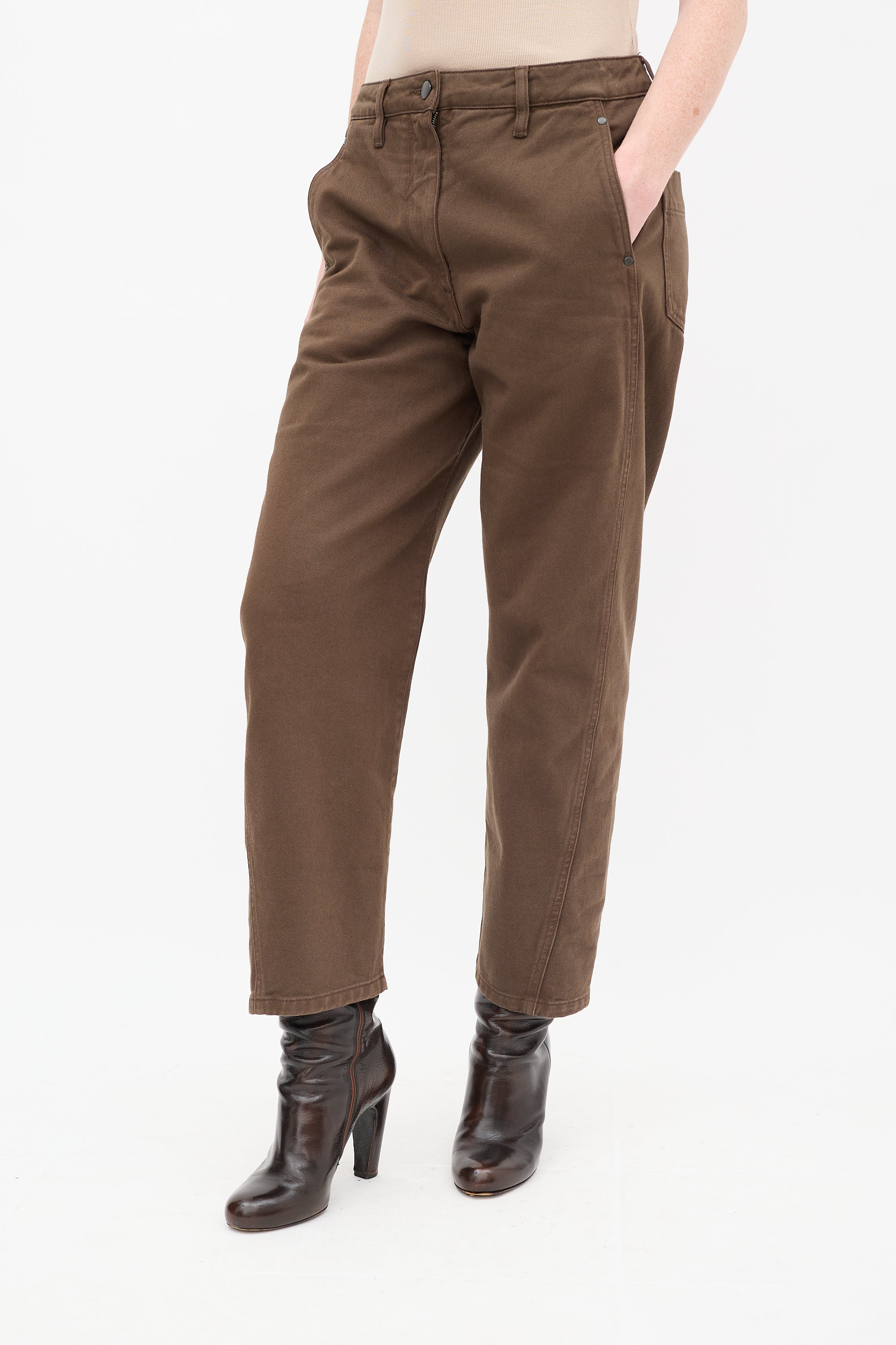 Lemaire Brown Twisted Tapered Jeans