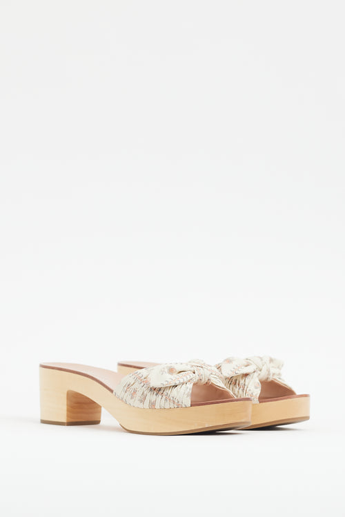 Loeffler Randall Beige Cotton & Wooden Mule