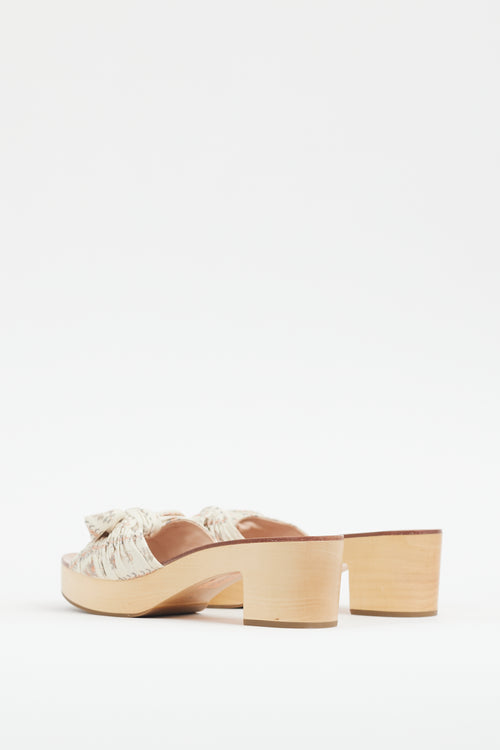 Loeffler Randall Beige Cotton & Wooden Mule