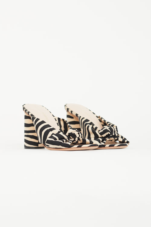 Loeffler Randall Black & Beige Striped Knot Mule
