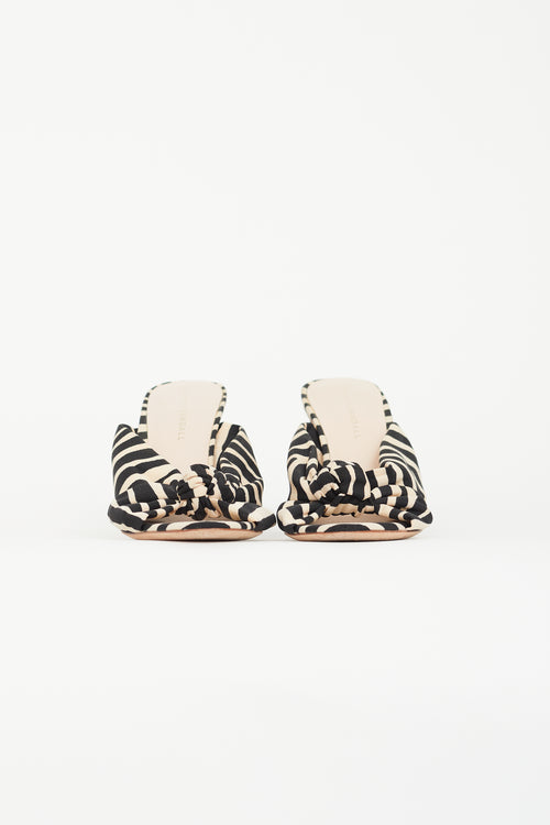 Loeffler Randall Black & Beige Striped Knot Mule