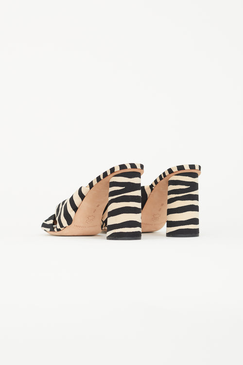 Loeffler Randall Black & Beige Striped Knot Mule