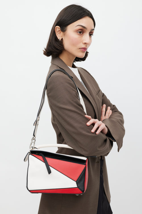 Loewe Beige & Multicolour Small Leather Puzzle Bag