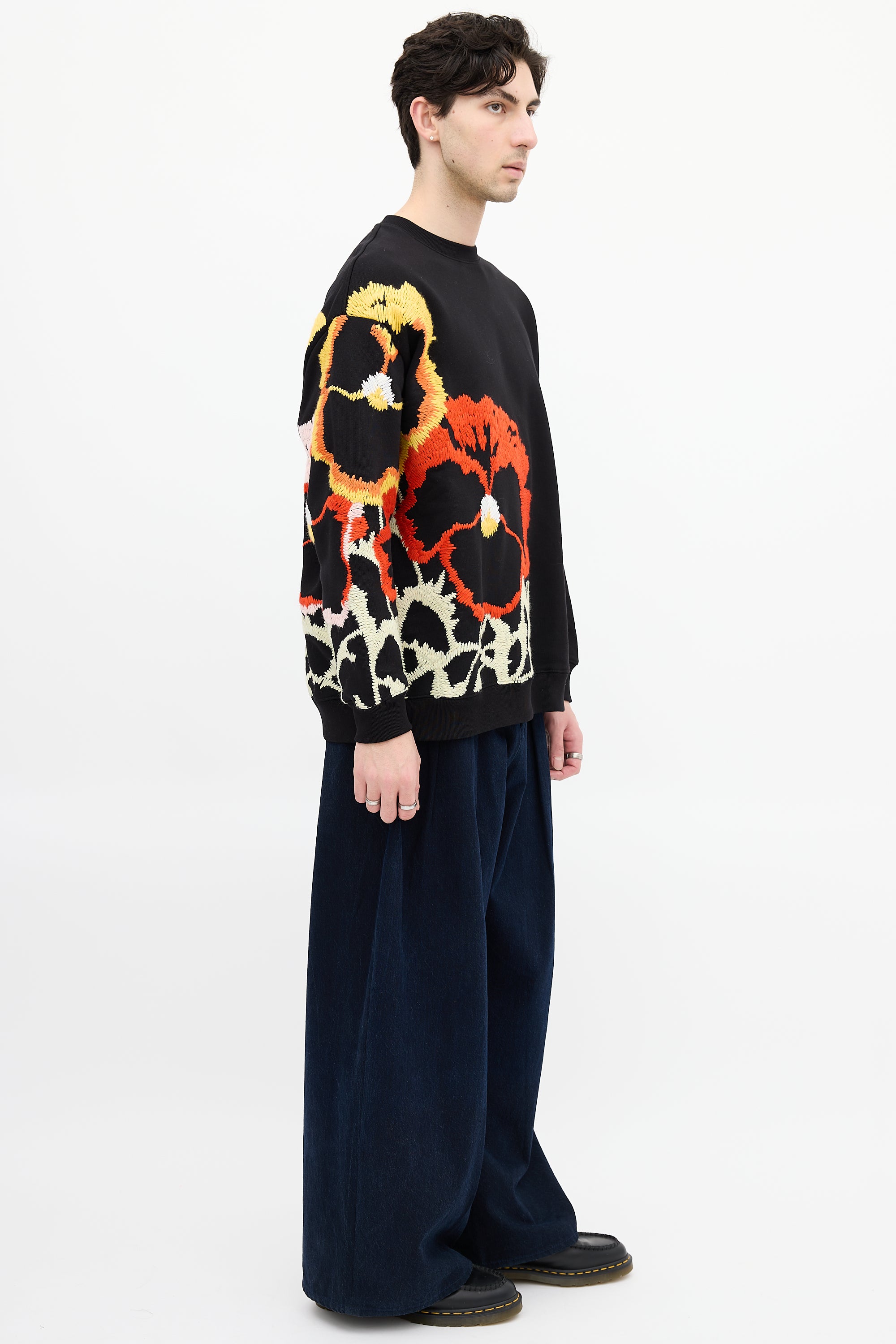 Loewe Black & Multi Floral Embroidered Sweatshirt