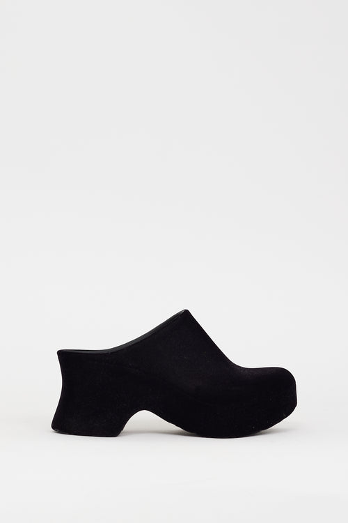 Loewe Black Velour & Rubber Terra Platform Mule