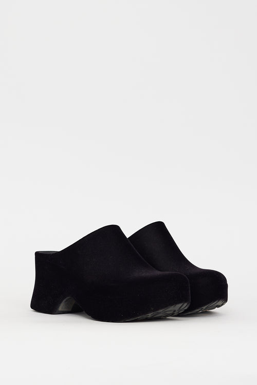 Loewe Black Velour & Rubber Terra Platform Mule