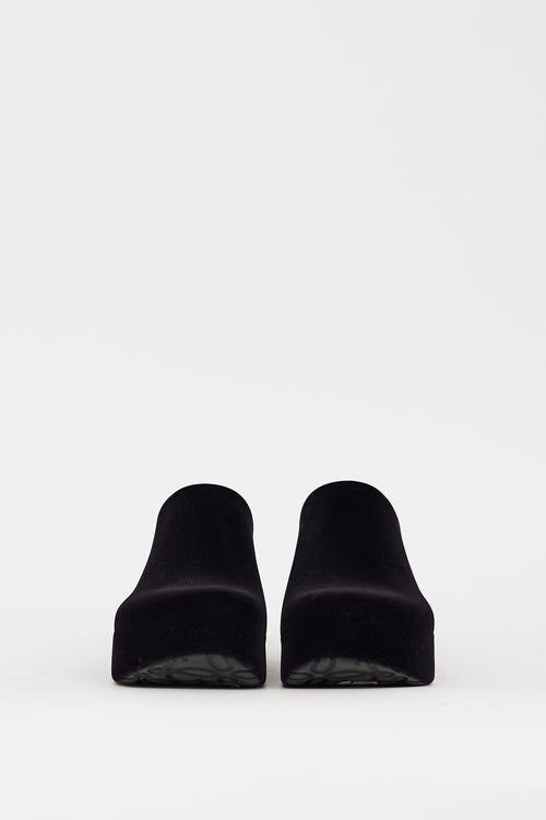 Loewe Black Velour & Rubber Terra Platform Mule